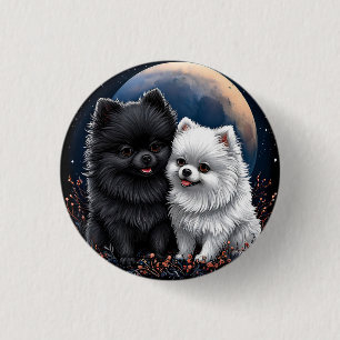 Adortable Puppies aus Schwarz und Weiß Button