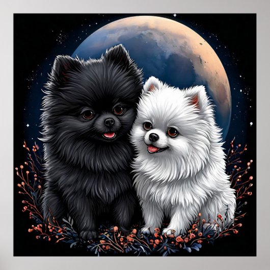 Adortable Puppies aus Schwarz und Weiß Poster (Vorne)