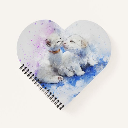 Adortable Puppy and Kitten Kiss Paint Spritzer Notizblock (Vorderseite)