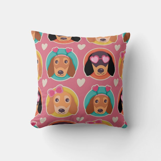 Adortable Puppy Portrait Pattern Kissen (Vorderseite)