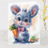 Adortable Rabbit & Carrot Gruß Karte (Gelbe Blume)