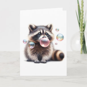 Adortable Raccoon blasen Blase Gum Blank Gruß Karte