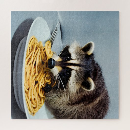 Adortable Raccoon Eating Spaghetti Puzzle (Horizontal)