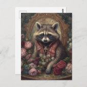 Adortable Raccoon mit Blume Postkarte (Vorne/Hinten)