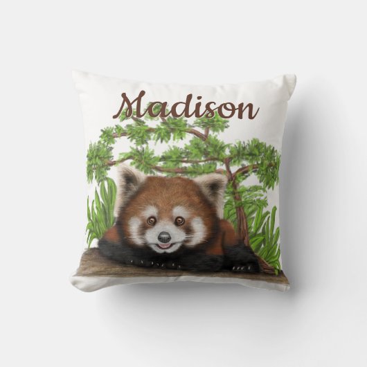 Adortable Red Panda Personalisiert Throw Kissen (Vorderseite)