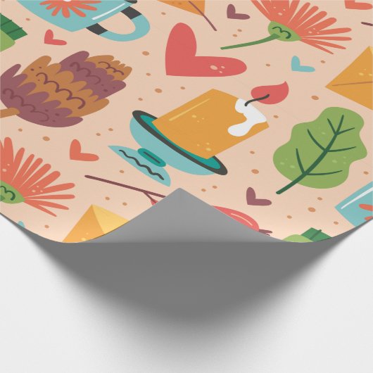 Adortable Retro Fall Muster Wasserfarbe niedlich r Geschenkpapier (Ecke)