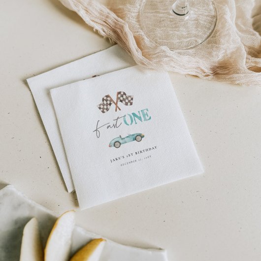 Adortable Retro Race Car Papier Napkin Serviette