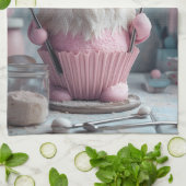 Adortable rosa Backen Gnome Cupcake Geschirrtuch (Gefaltet)