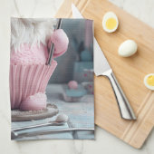 Adortable rosa Backen Gnome Cupcake Geschirrtuch (Viertel Falte)