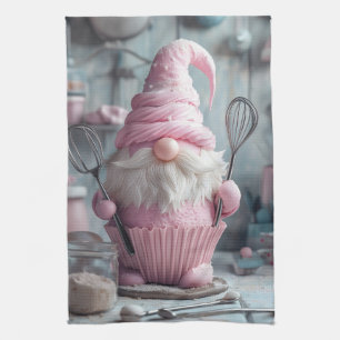 Adortable rosa Backen Gnome Cupcake Geschirrtuch