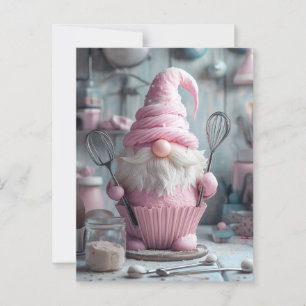 Adortable rosa Backen Gnome Cupcake Postkarte