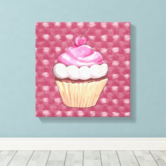 Adortable rosa Cupcake Canvas Print Leinwanddruck (Insitu (Holzboden))