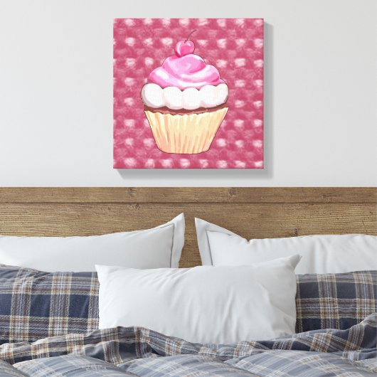 Adortable rosa Cupcake Canvas Print Leinwanddruck (Insitu (Schlafzimmer))