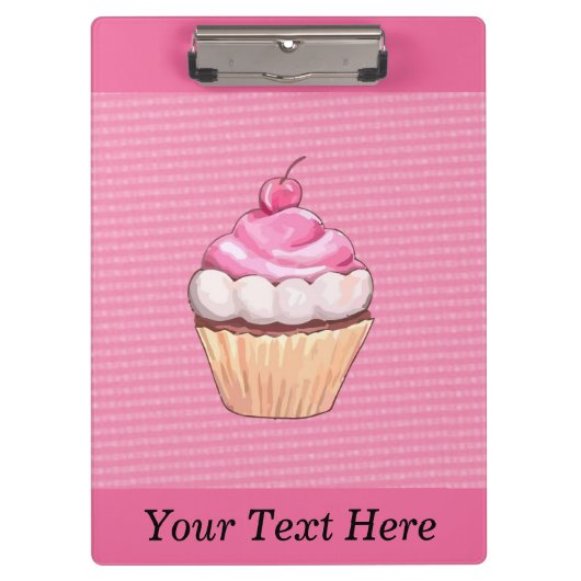 Adortable rosa Cupcake mit Cherry Clipboard Klemmbrett (Vorderseite)