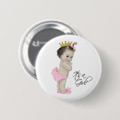 Adortable Rosa Princess The a Girl Button (Vorne & Hinten)