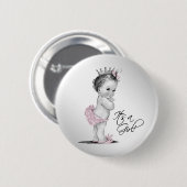 Adortable Rosa Princess The a Girl Button (Vorne & Hinten)