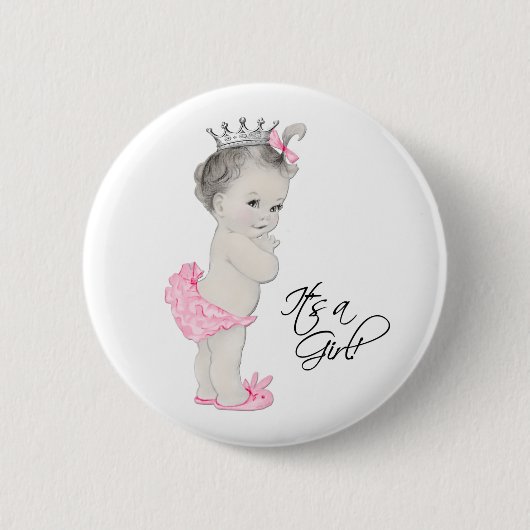 Adortable Rosa Princess The a Girl Button (Vorderseite)