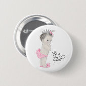 Adortable Rosa Princess The a Girl Button (Vorne & Hinten)