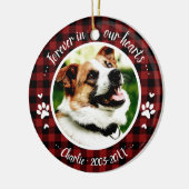 Adortable Rustic Dog Pet Memorial Custom Foto Keramik Ornament (Links)
