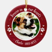Adortable Rustic Dog Pet Memorial Custom Foto Keramik Ornament (Vorne)