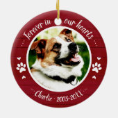 Adortable Rustic Dog Pet Memorial Custom Foto Keramik Ornament (Hinten)
