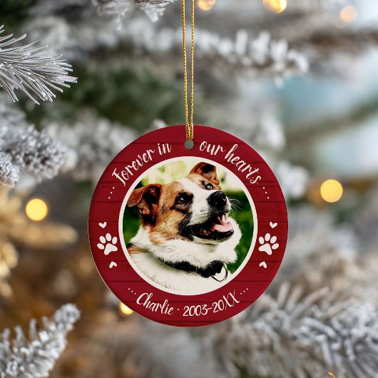 Adortable Rustic Dog Pet Memorial Custom Foto Keramik Ornament