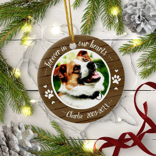 Adortable Rustic Dog Pet Memorial Custom Foto Keramik Ornament