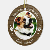 Adortable Rustic Dog Pet Memorial Custom Foto Keramik Ornament (Links)