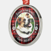Adortable Rustic Dog Pet Memorial Custom Foto Ornament Aus Metall (Links)