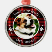 Adortable Rustic Dog Pet Memorial Custom Foto Ornament Aus Metall (Vorne)