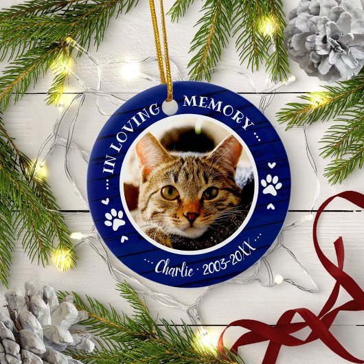 Adortable rustikale Cat Pet Memorial Custom Foto B Keramik Ornament