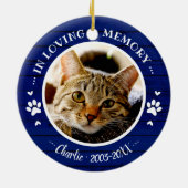 Adortable rustikale Cat Pet Memorial Custom Foto B Keramik Ornament (Hinten)