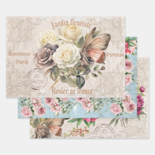 Adortable rustikale Vintage Franz Jardin fleuriste Geschenkpapier Set