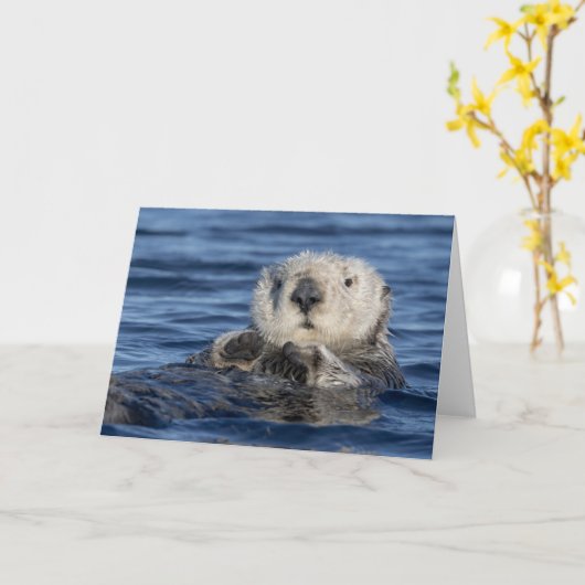 Adortable Sea Otter Card Karte (Gelbe Blume)