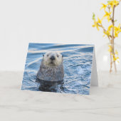 Adortable Sea Otter Flüchtigen Blicke Karte (Gelbe Blume)