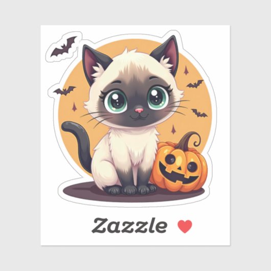 Adortable Siamese Kitten - Halloween Pastel Aufkleber (Blatt)