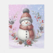 Adortable Snowman Weihnachtskranz Fleecedecke (Vorderseite)