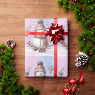 Adortable Snowman Weihnachtskranz Geschenkpapier