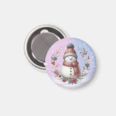 Adortable Snowman Weihnachtskranz Magnet (Vorderseite/Rückseite)
