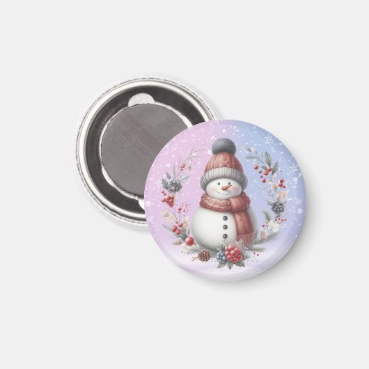 Adortable Snowman Weihnachtskranz Magnet (Vorderseite/Rückseite)