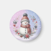 Adortable Snowman Weihnachtskranz Magnet (Vorne)