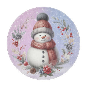 Adortable Snowman Weihnachtskranz Schneidebrett