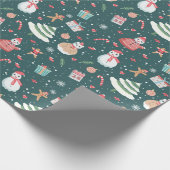Adortable Snowman Weihnachtsmuster Geschenkpapier (Ecke)