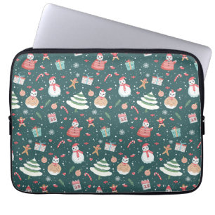 Adortable Snowman Weihnachtsmuster Laptopschutzhülle
