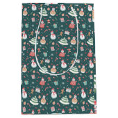 Adortable Snowman Weihnachtsmuster Mittlere Geschenktüte (Vorderseite)