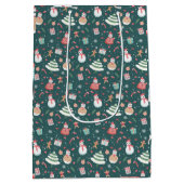 Adortable Snowman Weihnachtsmuster Mittlere Geschenktüte (Rückseite)