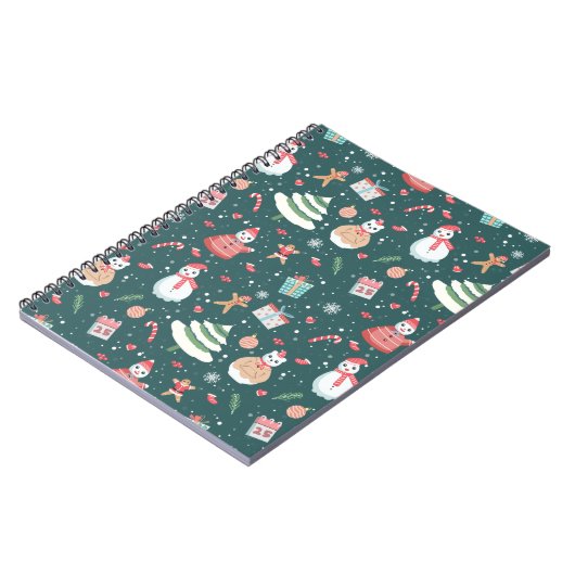 Adortable Snowman Weihnachtsmuster Notizblock (Linke Seite)