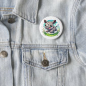 Adortable spielerische Rhinozeros laufen Button (Beispiel)