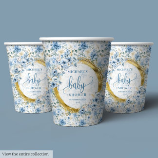 Adortable staubblaue Blume Pappbecher