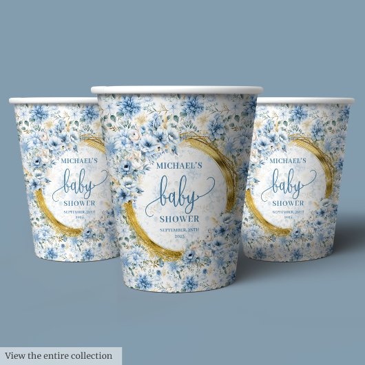 Adortable staubblaue Blume Pappbecher